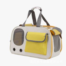 Portable And Lightweight Pet Travel Large Capacity Breathable Shoulder Backpack Cat Bag (Color: Yellow)